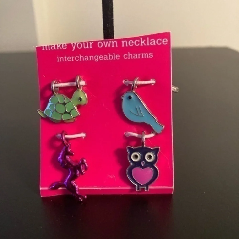 Make your own necklace charms turtle bird unicorn owl